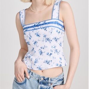 Reformation Eloise Floral Linen Top in Orlaya